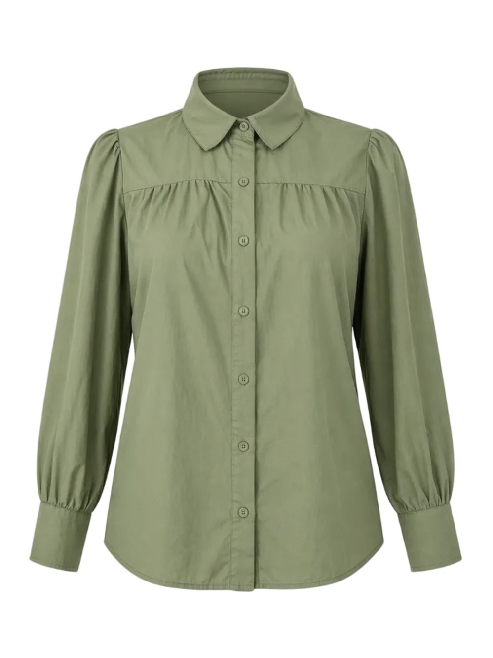 NWOT Classic Olive Button-Down Blouse - Women Tops